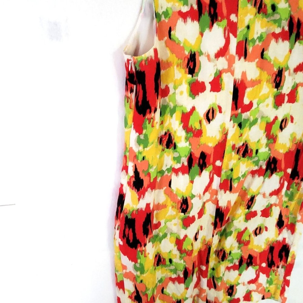 Kim Rogers Woman Multicolored sleeveless Linen Lined  floral dress size 18 - Picture 6 of 9